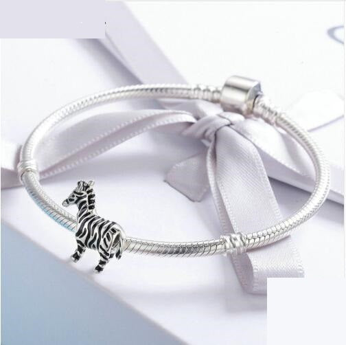Silver posture rhyme s925 sterling silver stereo cute zebra pendant pendant girl bracelet accessories jewelry SCC550