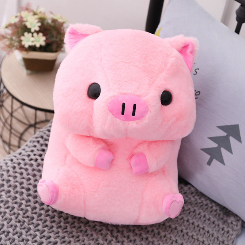 Pink sitting posture big head good luck pig doll