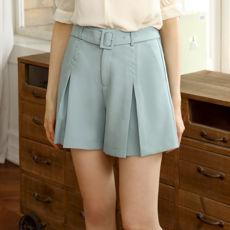 La Trousers Feel Thin Belt Hundred Posture Summer Shorts High Waist