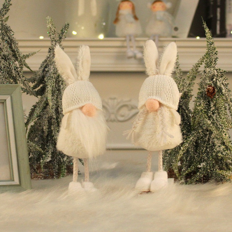 Holiday Gift Cute Rabbit Ears Standing Posture Faceless Doll Decorative Ornaments