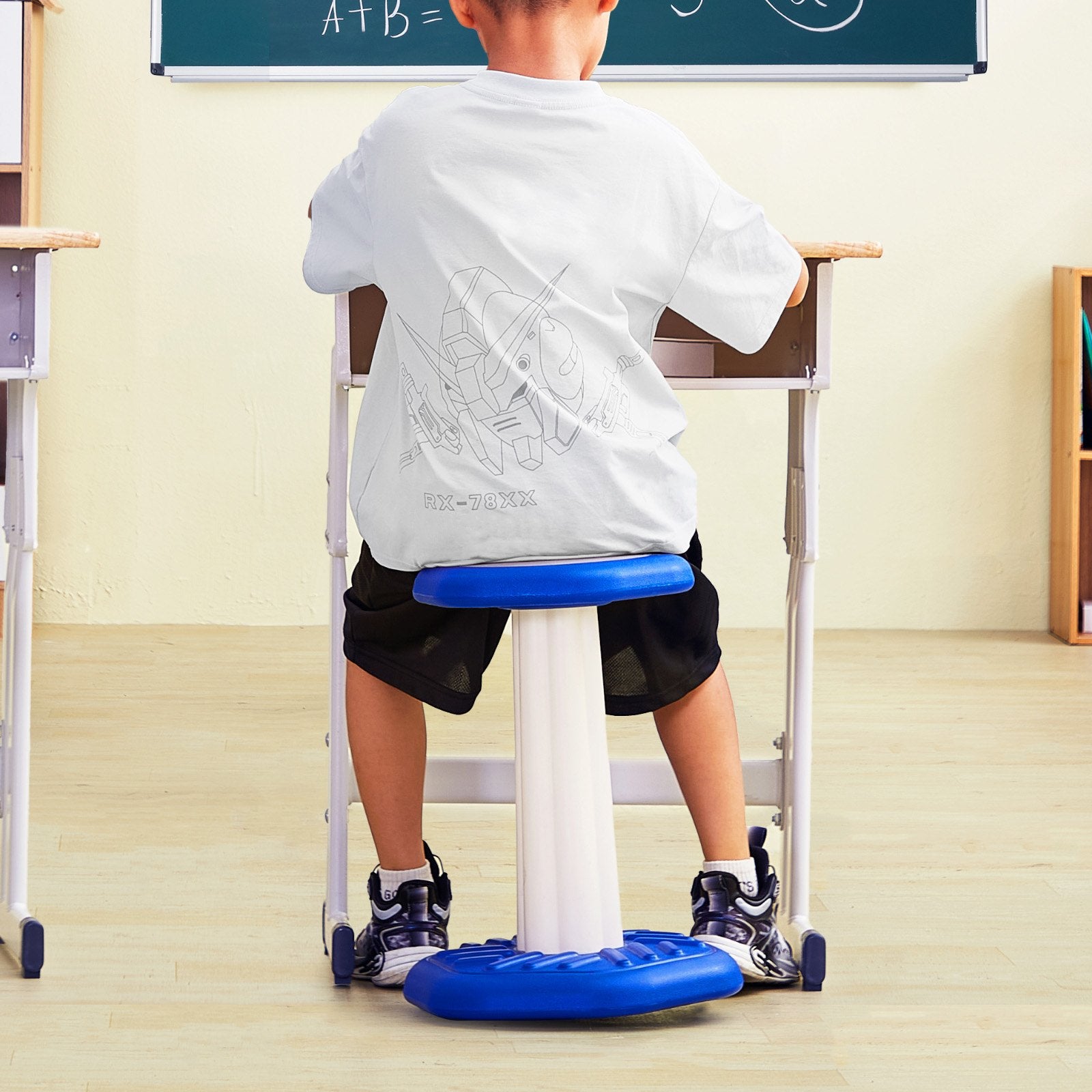 Kids Wobble Chair (17.7-inch High), Active Chair With Sponge Cushion, Wobble Stool Improves Focus, Posture And Calm Children, Ideal For Schools And Home, Age 7-14, Blue