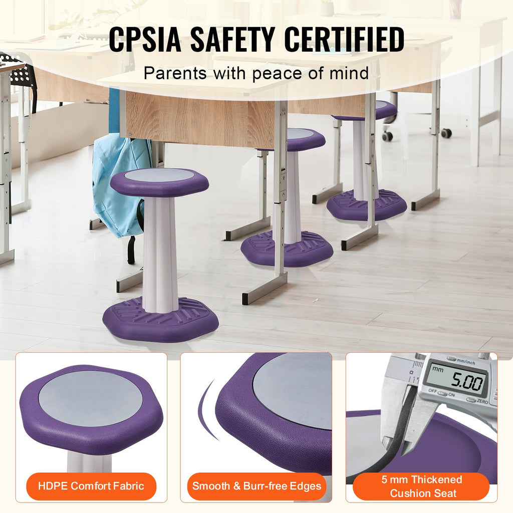 Kids Wobble Chair, Active Chair With Sponge Cushion, Wobble Stool Improves Focus, Posture And Calm Children, Ideal For Schools And Home, Age 7-14, Purple