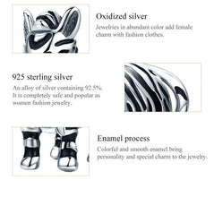 Silver posture rhyme s925 sterling silver stereo cute zebra pendant pendant girl bracelet accessories jewelry SCC550