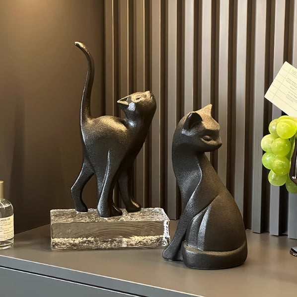 High-end Design Artistic Posture Cat Ornaments Wabi-sabi Style Living Room