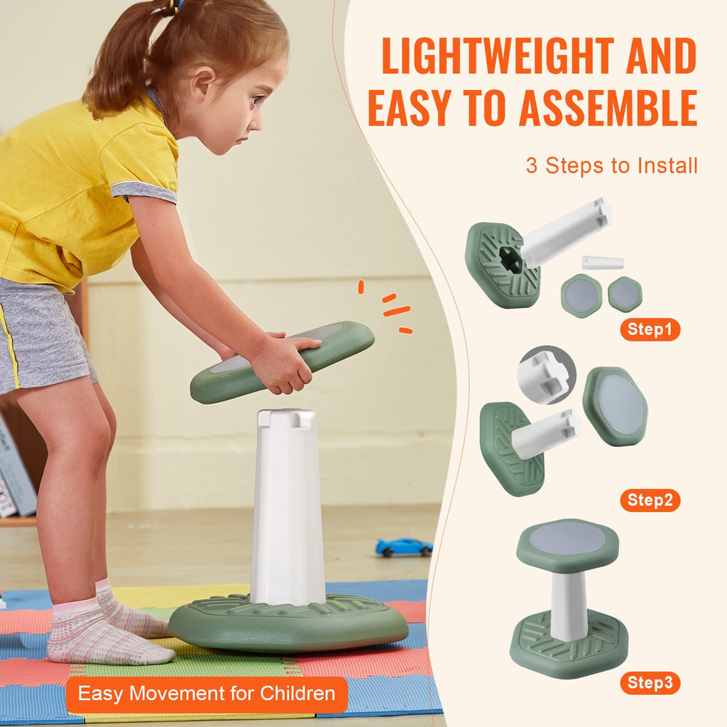 Kids Wobble Chair Active Chair With Sponge Cushion, Wobble Stool Improves Focus, Posture And Calm Children, Ideal For Schools And Preschools, Age 3-7, Green