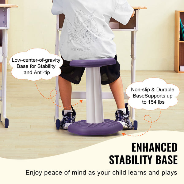 Kids Wobble Chair, Active Chair With Sponge Cushion, Wobble Stool Improves Focus, Posture And Calm Children, Ideal For Schools And Home, Age 7-14, Purple