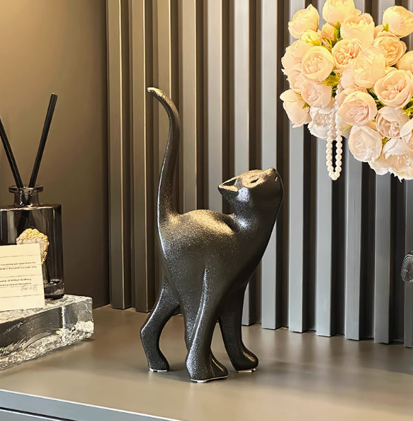 High-end Design Artistic Posture Cat Ornaments Wabi-sabi Style Living Room