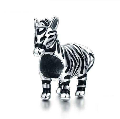 Silver posture rhyme s925 sterling silver stereo cute zebra pendant pendant girl bracelet accessories jewelry SCC550