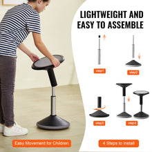 Wobble Chair, Height-Adjustable (15.7-21.7') Active Chair, Flexible Seating Wobble Stool Made Of PVC+ABS Improves Focus & Posture, Ideal For Schools, Office And Home, Age 12-18, Black