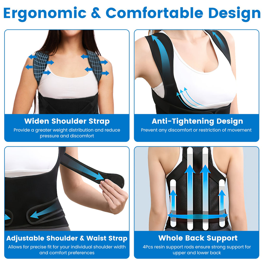 3 Size Options Posture Corrector For Women Men Adjustable Back Brace Posture Trainer Improve Hunchback Slouching Kyphosis Correction Invisible Under Clothes Upper Back Straightener Pain Relief